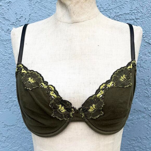 Vintage Banana Republic Bra Size 36B lingerie olive green - Picture 1 of 7